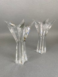 Pair Of Crystal Starburst Candlesticks