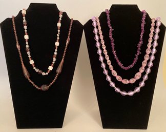 Collection Of  Vintage Purple Beaded Necklaces