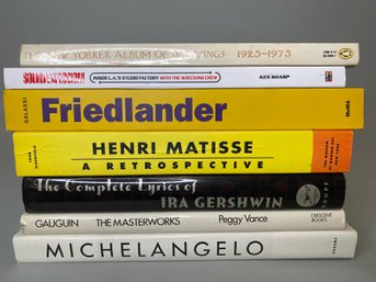 Collection Of Coffee Table Books Including: Matisse, Michaleangelo, Gauguin, Gershwin, Friedlander, New Yorker