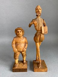 Carved Wood Figurines Of Don Quixote And Sancho Panza