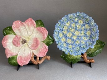 Fitz And Floyd Magnolia And Hydrangea Decorative Plates (2)