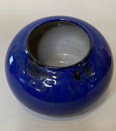 Cobalt Blue Glazed Stoneware Bowl, Signed
