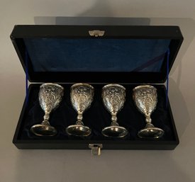 Set Of 4 Silver Plated Kiddush Cups