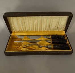 Set Of Three Flint Stainless Vanadium Faux Carving Knives, Circa 1960