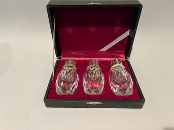 Three Crystal Salt Shakers