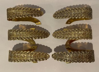 Set Of Four Acanthus Leaf Decorated Brass Tie Backs