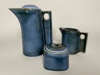 Mid Century Style Virebent Porcelain Coffepot, Sugar Bowl And Creamer, France