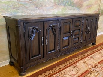 Vintage European Style Sideboard With Inlaid Slate Top