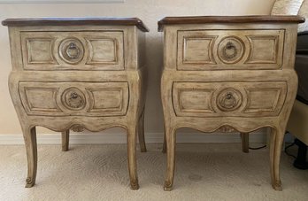 Auffray & Co, NYC, French Louis XV Style Bombe Form Bedside Tables