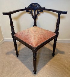 Revival Style Carved Corner Chair, Circa 1930-1940