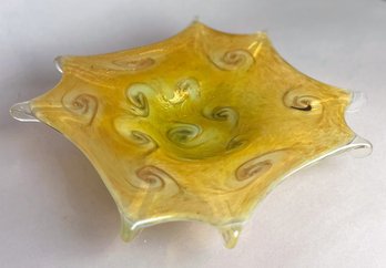 Yellow And Gold Murano Glass Bowl