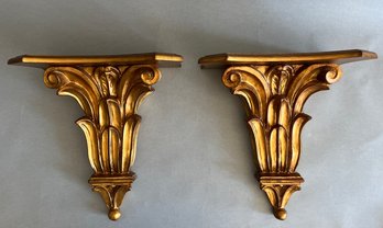 Pair Of Italian Giltwood Carved Wall Sconces