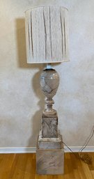 Alabaster Urn Shaped Floor Lamp On Stone Mount