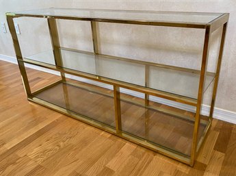 Modernist Glass And Brass Console And Shelving Display Unit, Circa 1970