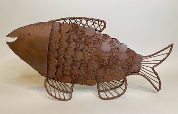 Standing Metal Fish Sculpture