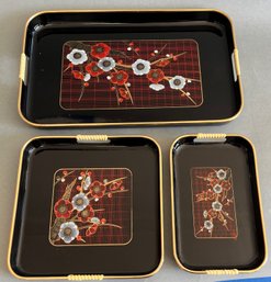 Three Piece Nesting Lacquerware Tray Set