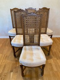 Set Of 6 Vintage Rustic European Style Caned Back Dining Chairs