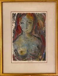 Louise August (American, 20/21st Century) 'Young Woman', 1963, Monotype, Oil On Paper