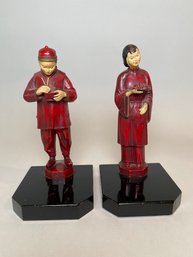 Chinese Couple Bookends, Circa 1930, Possibly JB Hirsch