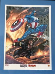 Captain America And Wolverine By Tom Derenick, Lithograph, 2001