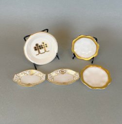 Collection Of Gold And White Porcelain Trinket Dishes, Including: Nippon, Coalport And Royal Worcester