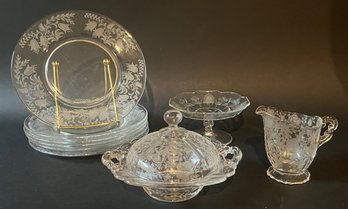 Collection Of Etched Crystal Serving Pieces