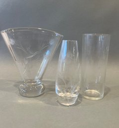 Etched Glass Vases (3)