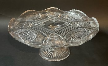 Vintage Pressed Glass Cake Plate Probably By McKee Glass, C 1950s