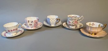 Collection Of English Fine Bone China Tea Cups And Saucers, Including Shelley, Royal Adderley & Royal Standard