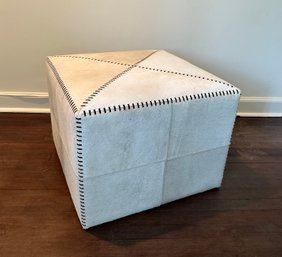 Jamie Young Co. Large Square White Hide Ottoman