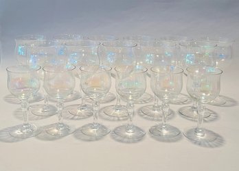 Opalescent Water And Wine Glasses, Mid 20th Century