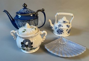 Collection Of Blue And White Tea Pots