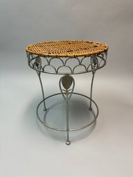 Wicker And Iron Side Table