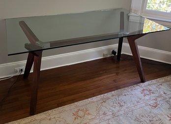 Crate And Barrel Midcentury Style Glass Top Desk