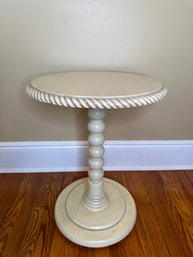 Round White Painted Wood Side Table