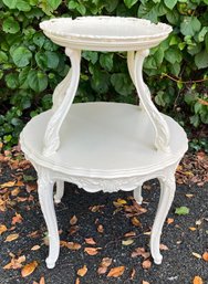 Shabby Chic Style White Painted Two Tier Table / Etegere / Tray Table