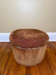 Round Chenille Upholstered Ottoman