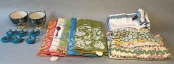 Anthropology Kitchen Towels,Placemats, Apron And Mugs