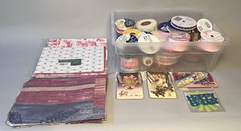 Collection Of Decorative Gift Wrapping Supplies - Including: Paper, Bags, Ribbons, Lace And Ornaments