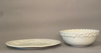 Two White Ceramic Serving Pieces