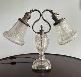 Vintage Pressed Glass Double Lamp