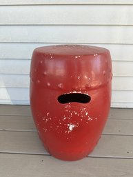 Red Painted Ceramic Garden Stool