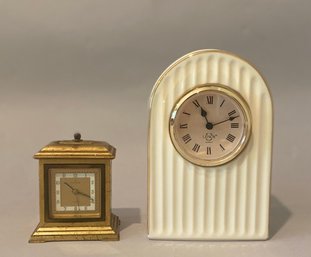 One Lenox Desk Clock And One Vintage Rensie Germany Clock