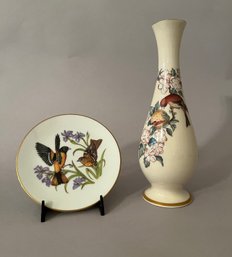 Lenox Bud Vase In Serenade And Member's Collection Trinket Dish In Song Of Orioles