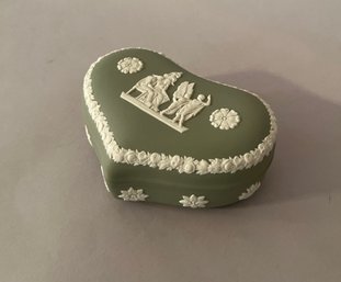 Wedgwood Green Jasperware Heart-Shaped Covered Box