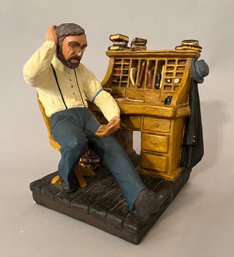 David Kaplan Chalkware Statue Of Bookkeeper, 1976