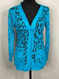 Magaschoni Extra Small Blue Cardigan With Lace Cheata Print