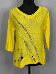 A  Ro Distressed Yellow Sweater In Extra Small