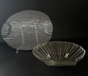 Glass Serving Trays One In The Shape Of A Shell