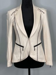 Nanette Lepore Size 0 Cream Jacket With Black Stitching